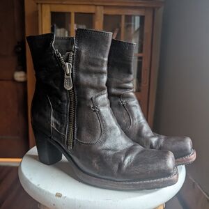 Frye Dark Brown Leather Ankle Booties